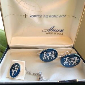 Navy Blue Cuff links and Tie Tack Pin